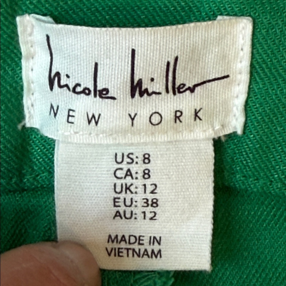 NWT Nicole Miller Green Linen Pants - Picture 6 of 7